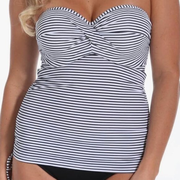Panache White with Black Stripe AnyaTankini 36FF - Picture 1 of 11